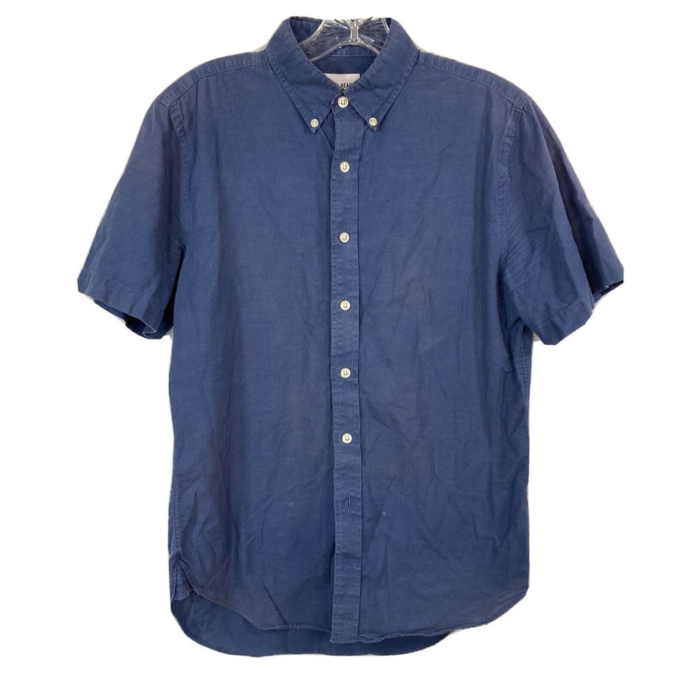 Elk Head Shirt Mens Sz S Albiate Navy Blue Cotton Short Sleeve‎ Button Up